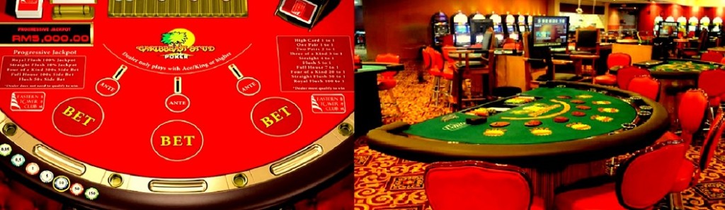 caribbean stud poker layout and table